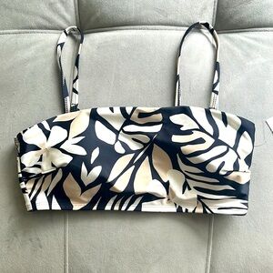 Black/tan/white swim top
